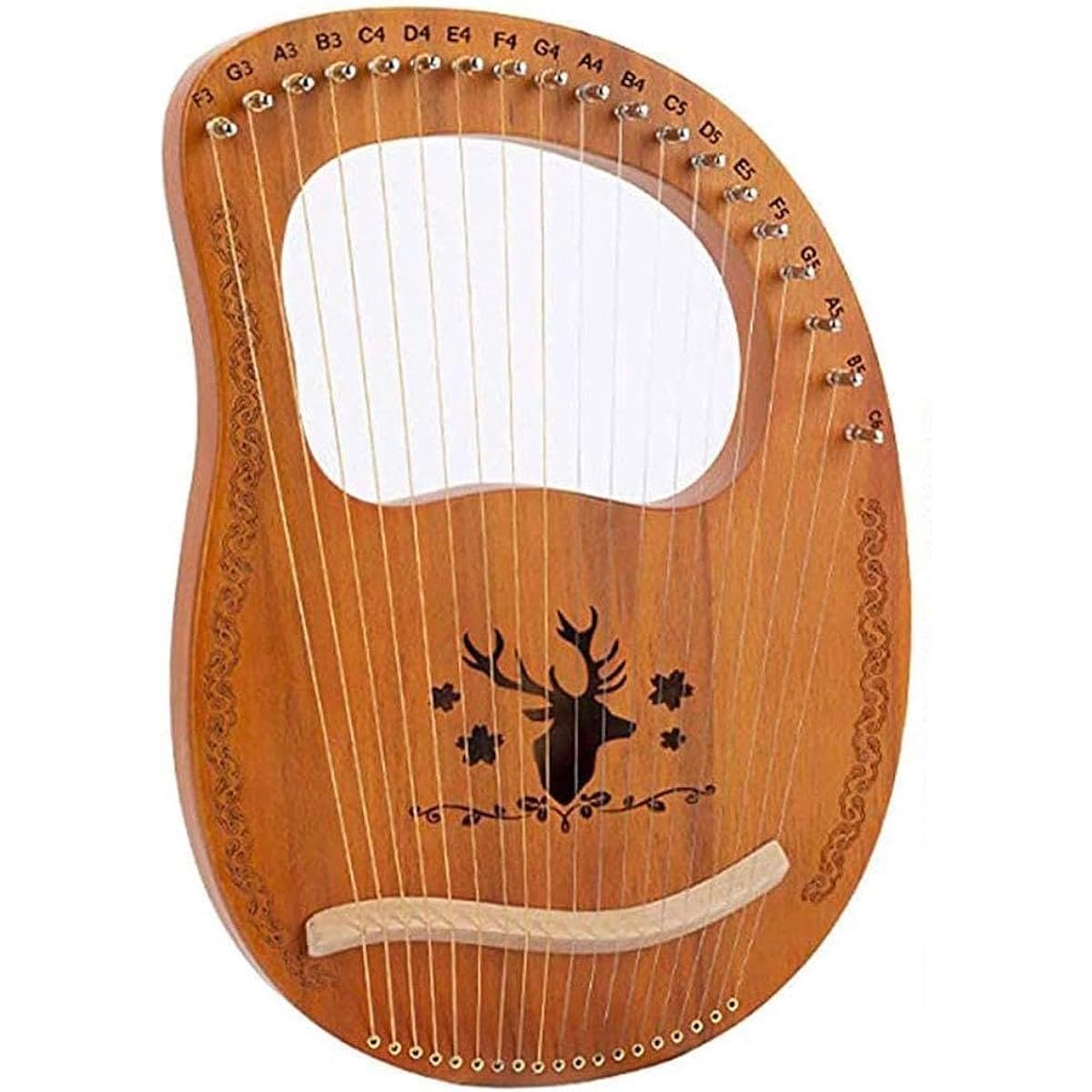 Musical Instrument 19 String Wooden Lyre Harp Mahogany Stringed Instrument HJ