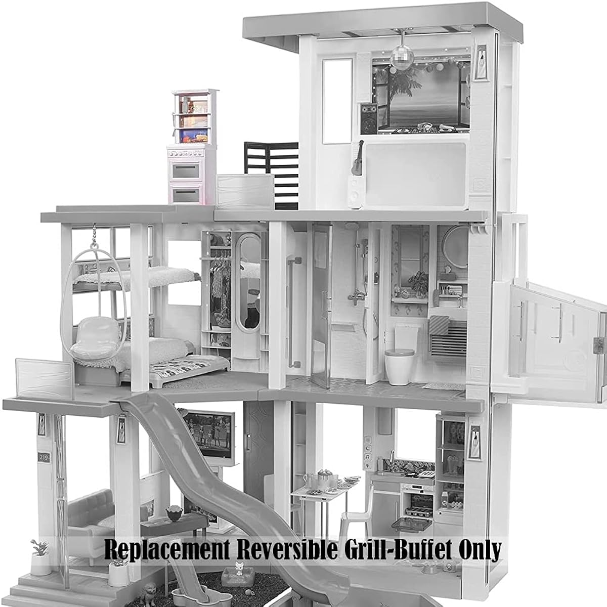 Replacement Part for Mattel Barbie Dreamhouse Playset - GRG93 ~ Barbie Doll Size Reversible Grill Buffet