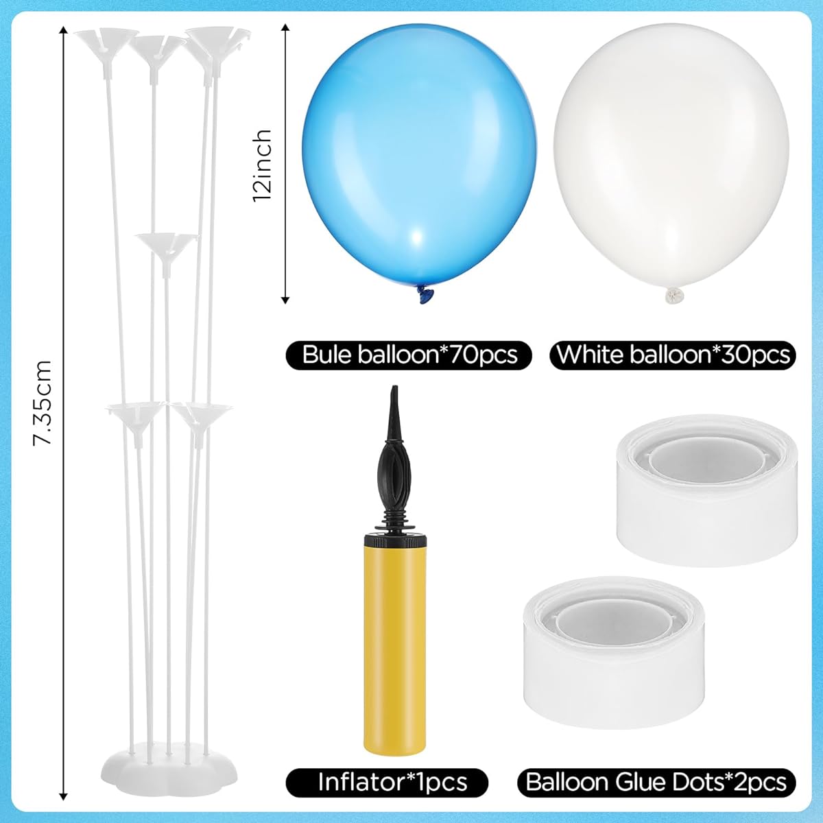 Libima Table Balloon Stand Kit, 29" Tall, 10 Balloon Holders with 100 Latex Balloons for Balloon Centerpieces, Bridal Shower, Graduation, Engagement, Wedding, Birthday, Anniversary Decorations, Set of 10