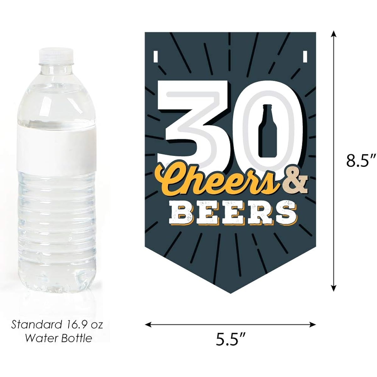 Big Dot of Happiness Cheers and Beers to 30 Years - 30th Birthday Party Bunting Banner - Party Decorations - Happy Birthday