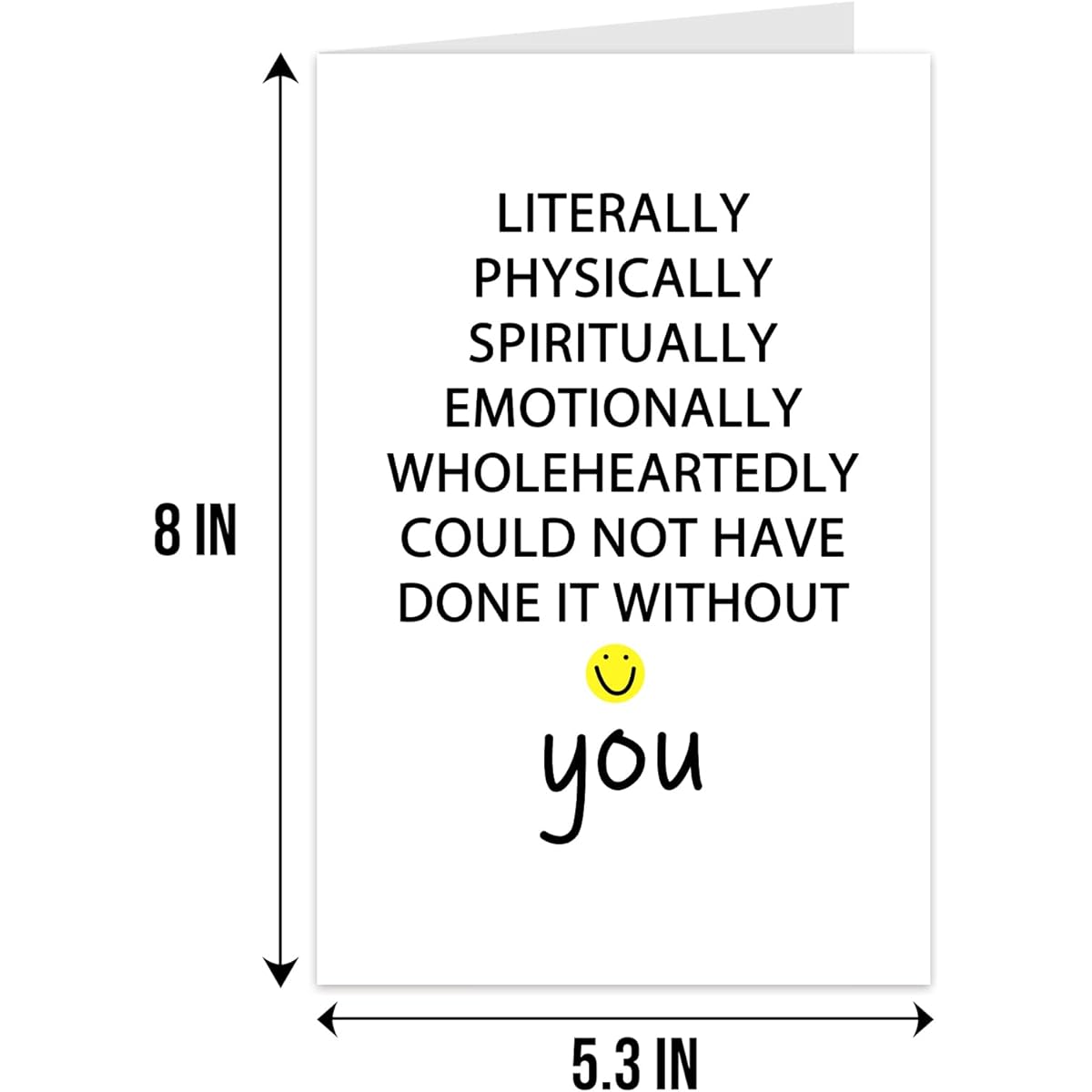 Qiliji Thank You Cards for Men and Women, Appreciation Cards, Gratitude Cards, Thank You Greeting Cards, Literally Could Not Have Done It Without You