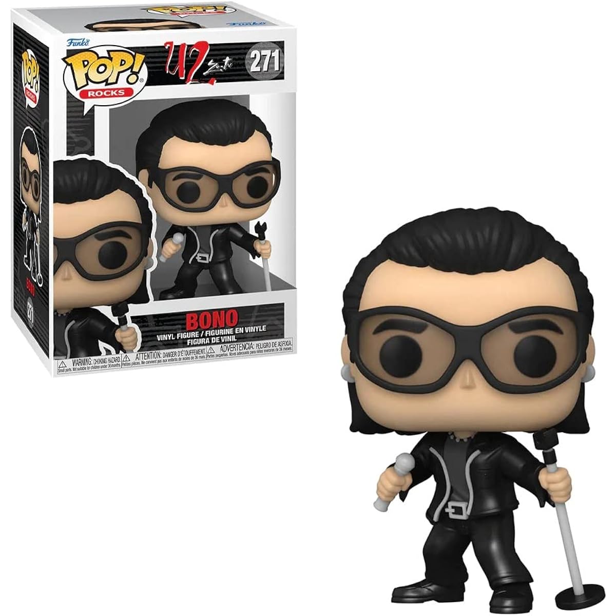 POP Rocks: U2, ZooTV - Bono Funko Vinyl Figure (Includes Compatible Box Protector Case), Multicolor, 3.75"