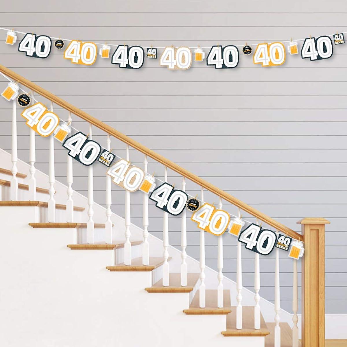 Big Dot of Happiness Cheers and Beers to 40 Years - DIY 40th Birthday Party Decorations - Clothespin Garland Banner - 44 Pieces