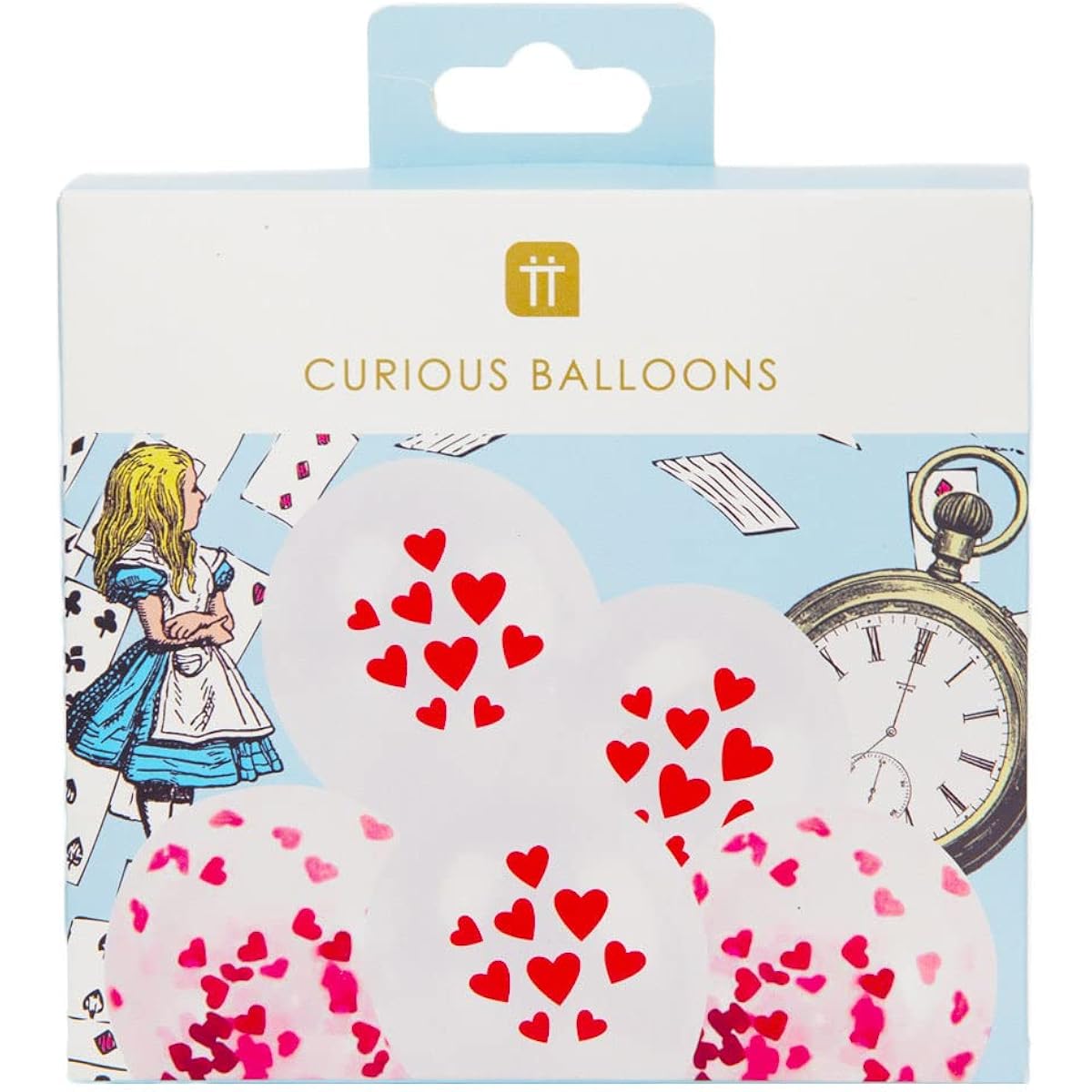 Talking Table Alice in Wonderland Themed Balloons with Bows and Hearts Design 12pcs | Wonderland Birthday | Mother's Day | Valentine's | Baby Shower