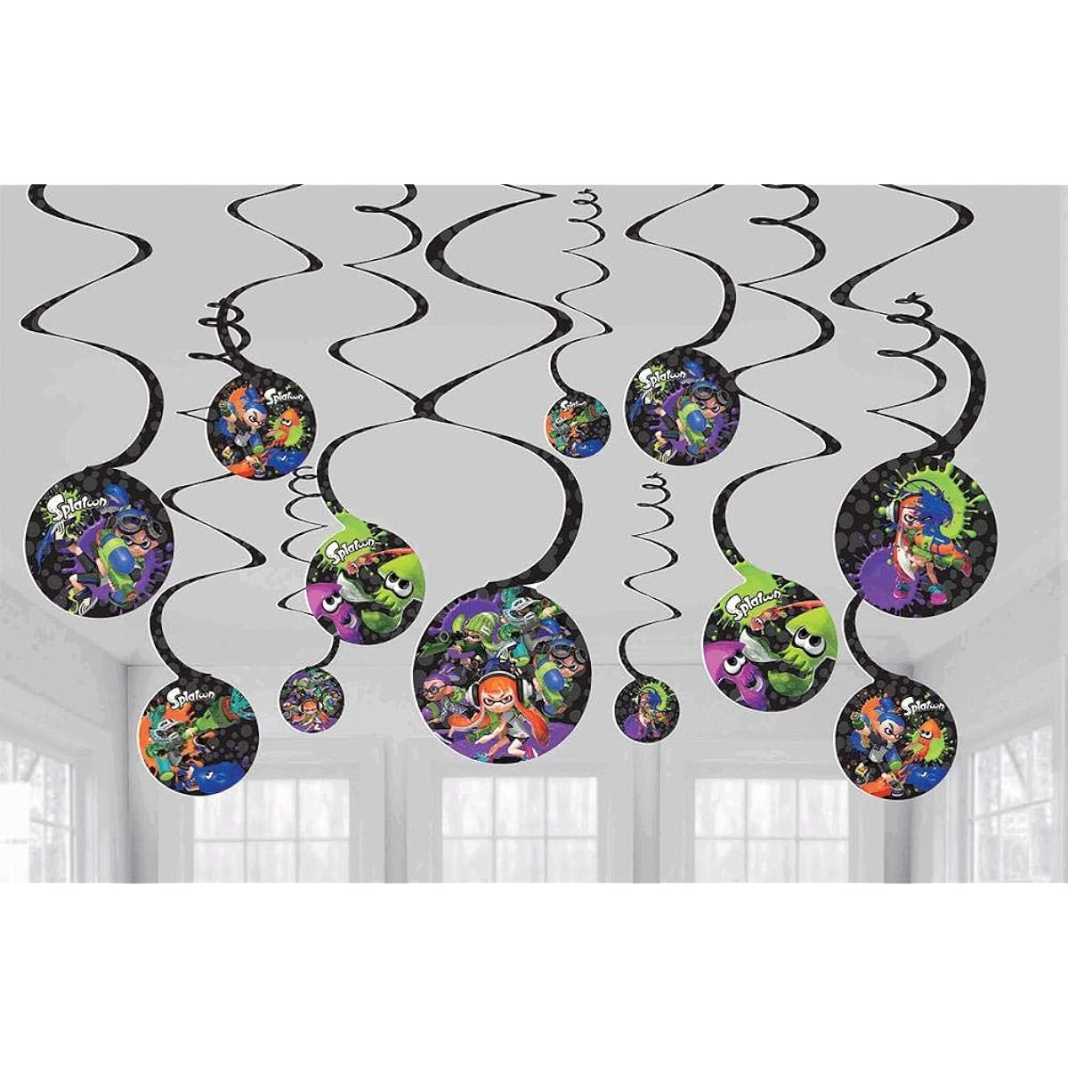 amscan Splatoon Hanging Swirl Decorations Value Pack - 12pcs