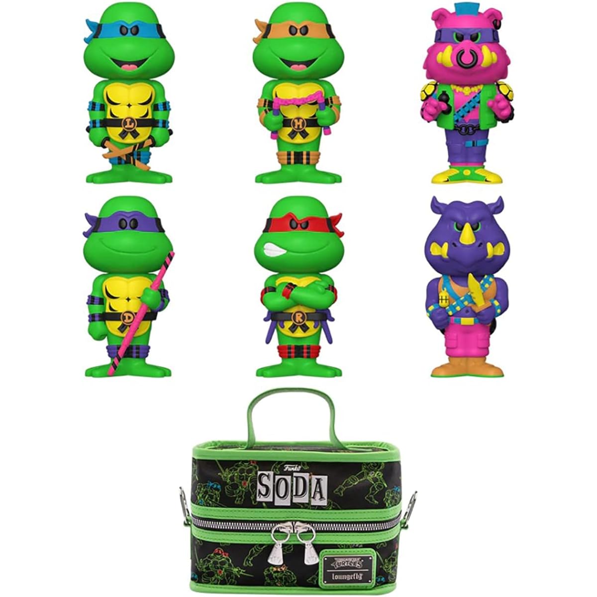 Funko Teenage Mutant Ninja Turtles Soda Blacklight Vinyl Figures 6 Pack
