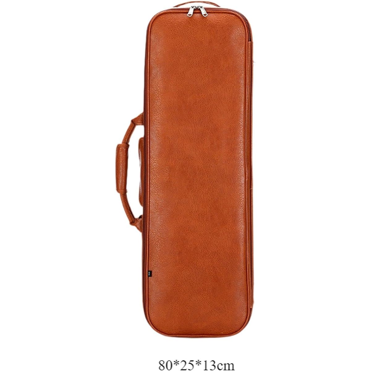 LOL-FUN Violin Storage Box Fiddle Handbag Full Size 4/4 Musical Hard Shell PU Leather Waterproof Instrument Case for Players, Brown
