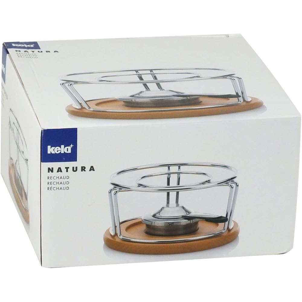 Kela Fondue Pot Wood Size:∅21.5×H11.5cm Fondue Stove Natura 61000