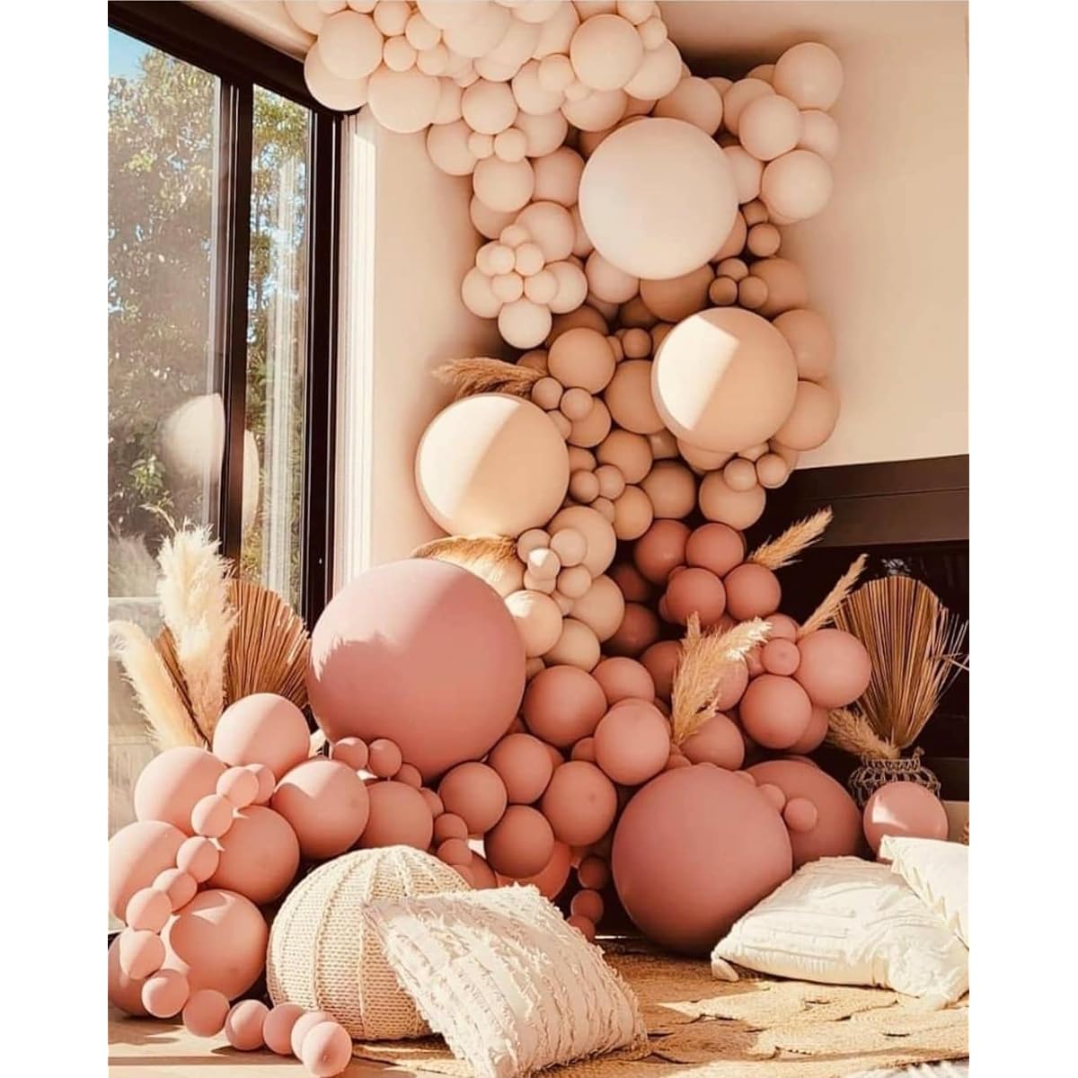 Dusty Rose Pink Nude Peach Neutral Brown Ivory White Boho Balloon Garland Kit Boho Neutral Birthday Wedding Baby Shower Party Decorations for Girls