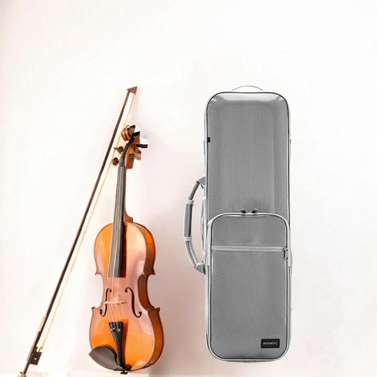 Oshhni Violin Case Violin Box Waterproof Stringed Instrument Professional Accessories Full Size 4/4 Carry Case Violin Backpack, Argent