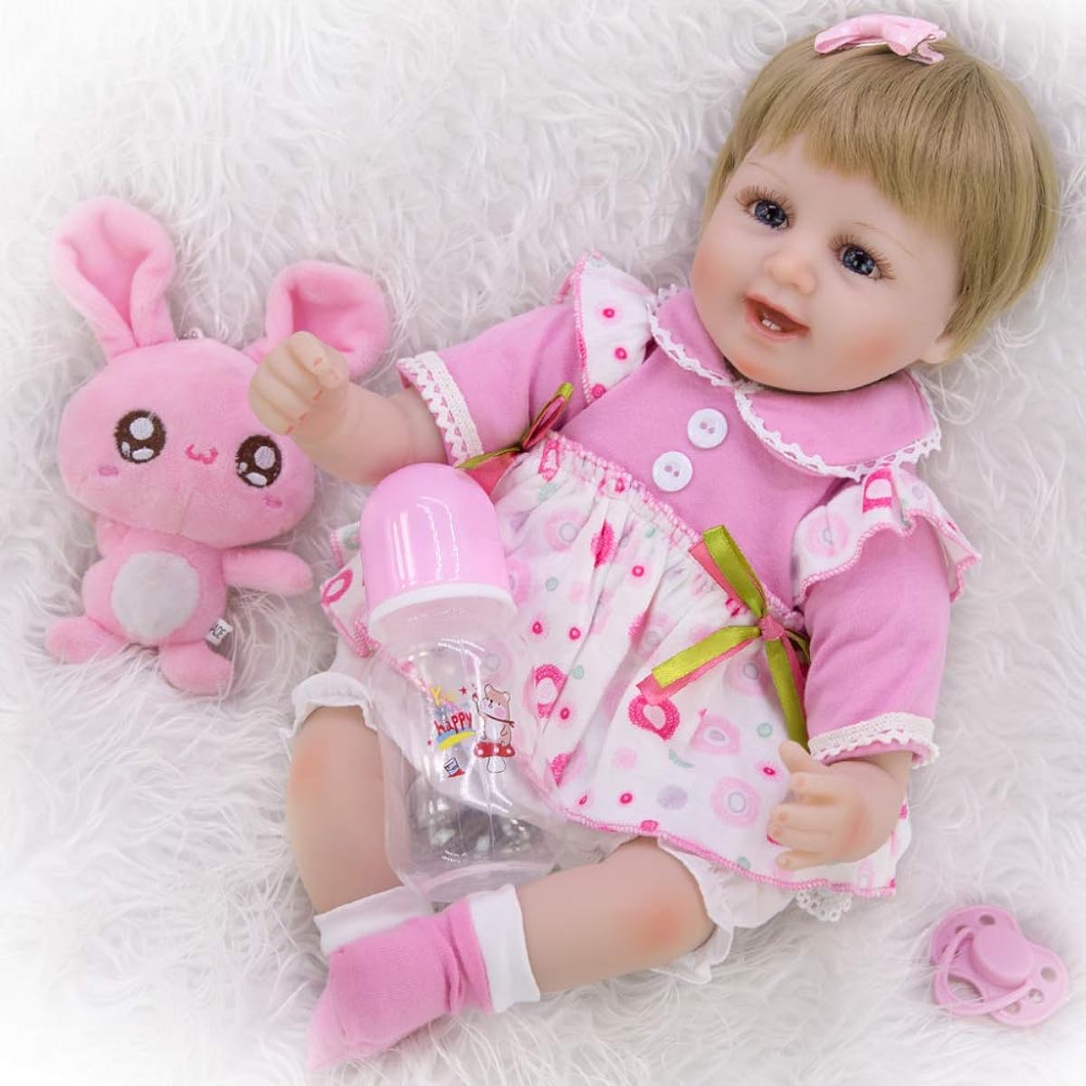 Smiley Face Cute 45cm Reborn Toddler Dolls Soft Silicone Vinyl Reborn Baby Dolls 18inch Kids Playmates Birthday Gift