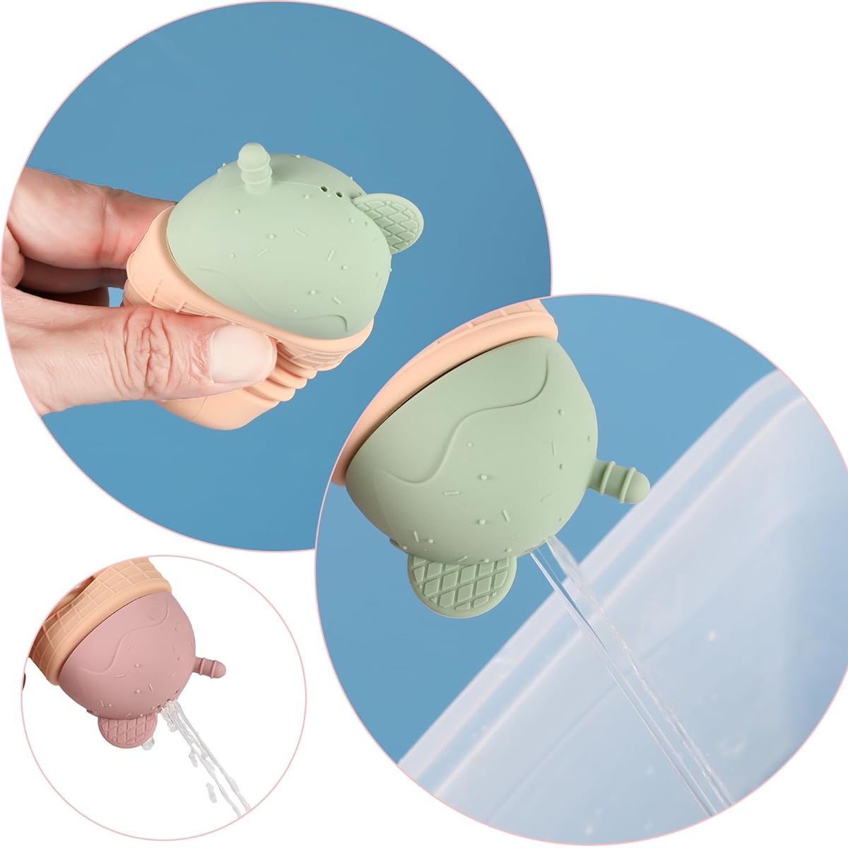 Silicone Bath Toys with Floating Boat Squeezable Bathtub Toys for Toddlers Baby Shower Toys for Kids Fun Water Table Toys Perfect for Bath/Beach/Pool Play
