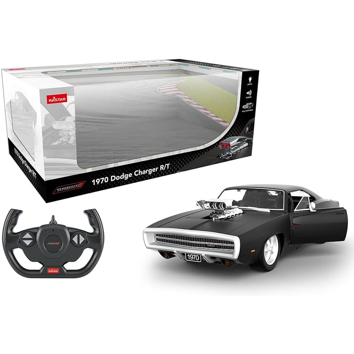 RC 1/16 Dodge Charger R/T 1970 with lights on RC car Full function car Radio controlled car