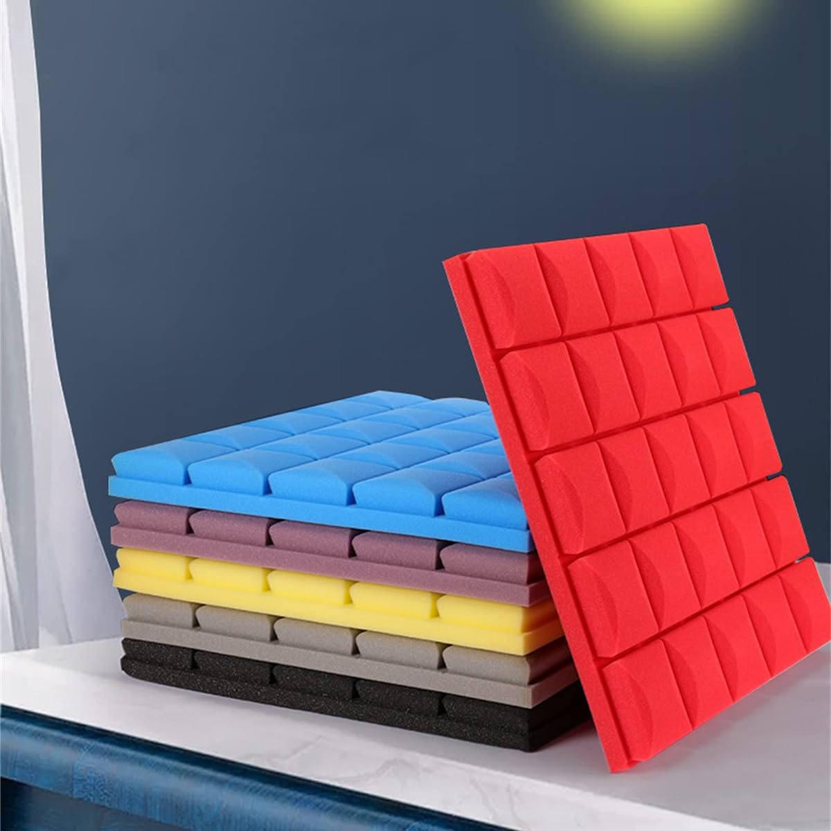 Self-adhesive soundproof foam panels, bar KTV noise reduction acoustic panels fireproof sound absorbing cotton high density (F 50*50*5CM) (D 50*50*5CM)