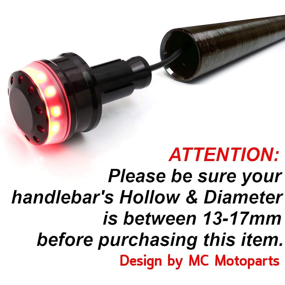 MC MOTOPARTS Black CNC Bar End Lighting Red Brake Light Compatible with MT-10 YZF-R 125 TDM900 XSR 700 900 MT-07 MT-09