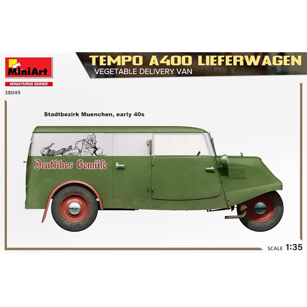 Miniart 1/35 Tempo A400 Leafer Wagen Vegetable Delivery Van Plastic Model MA38049