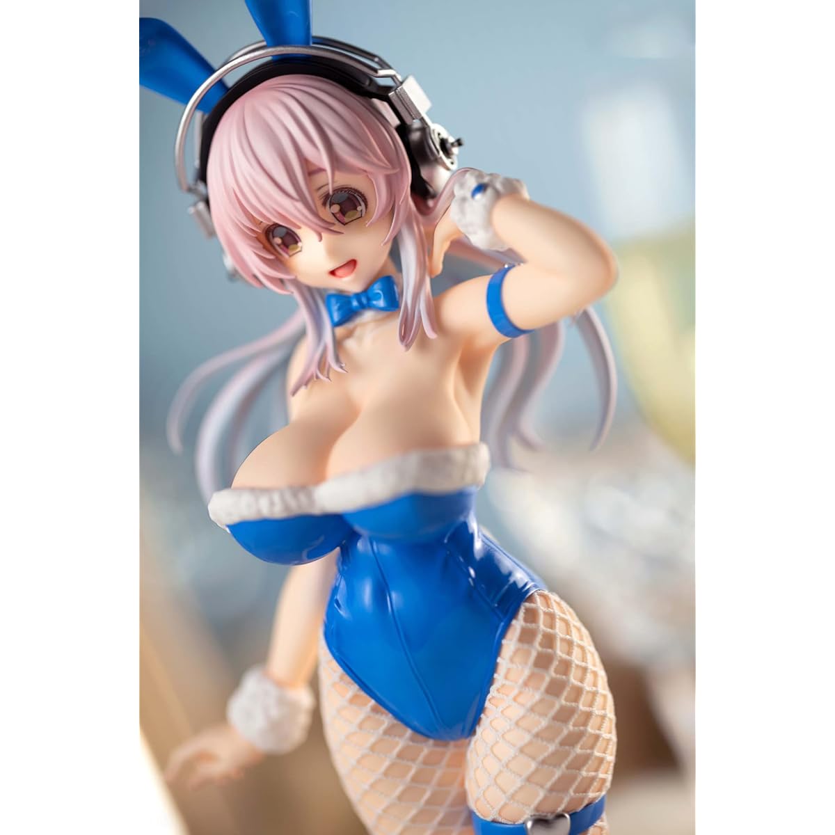 "Party Bunny" Cute Girl with Bunny Ears and Big Eyes Anime Figure (11.8"/30cm Tall) | Long Skinny Legs Girl Statue Long Pink Hair | Decoration for Teens & Adults