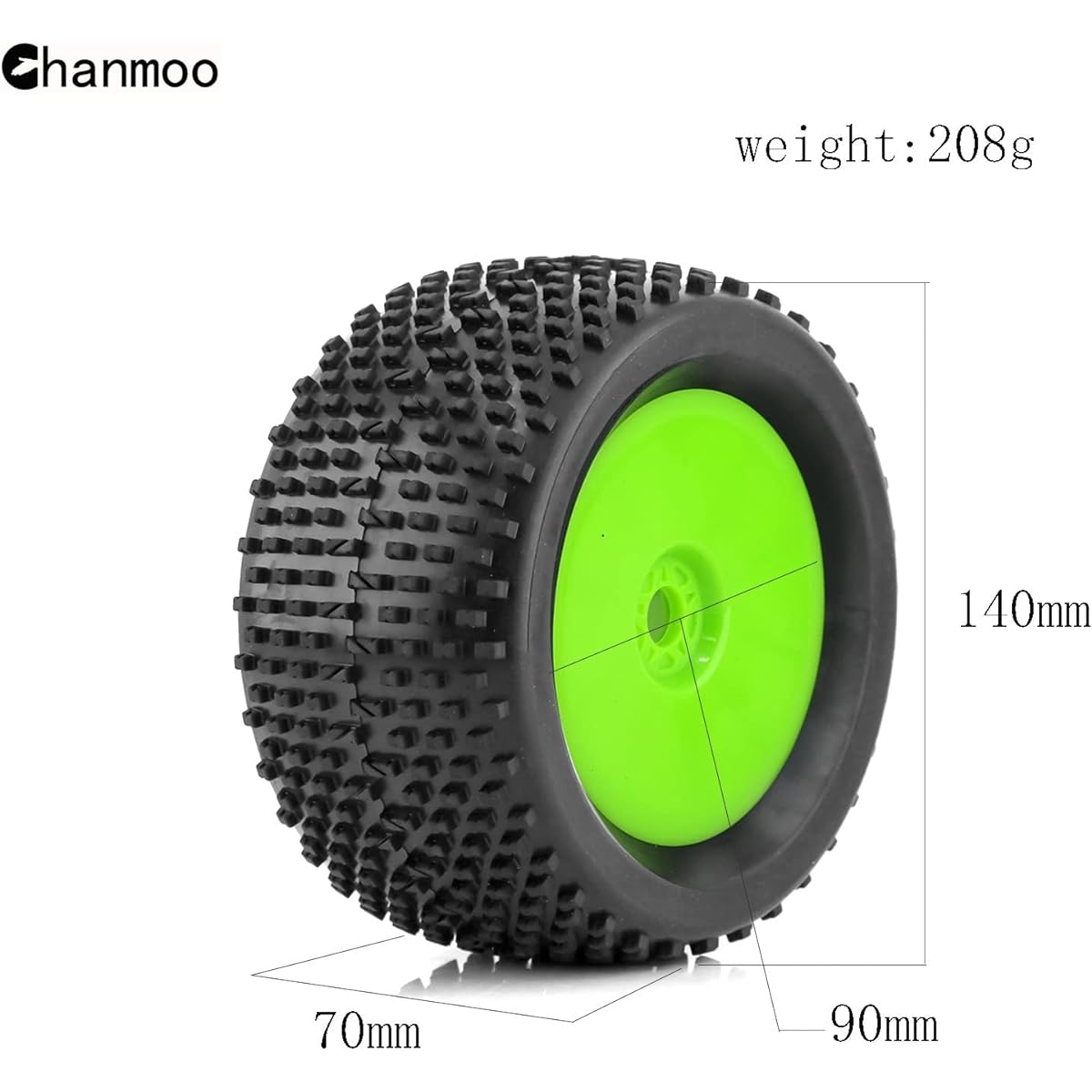 Chanmoo 1/8 Off-Road Buggy Tires 140mm Wheel 17mm Hexl 1:8 Rubber Off-Road Tires for 1/8 RC Racing Car 4WD Nitro HPI HSP BAZOOKA CAMPER Kyosho ZD 1/8 Buggy Wheels and Tires 4pcs (White)