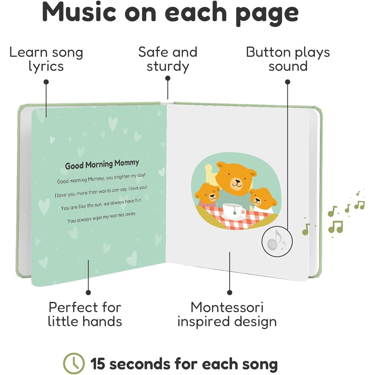 Cali's Books Mommy I Love You | Music Book for Toddlers Ages 1-3 | Mommy and Me Book | Sound Book for Toddlers Ages 1-3 with Nursery Rhymes Celebrating Mommy | Mommy and Me Gifts