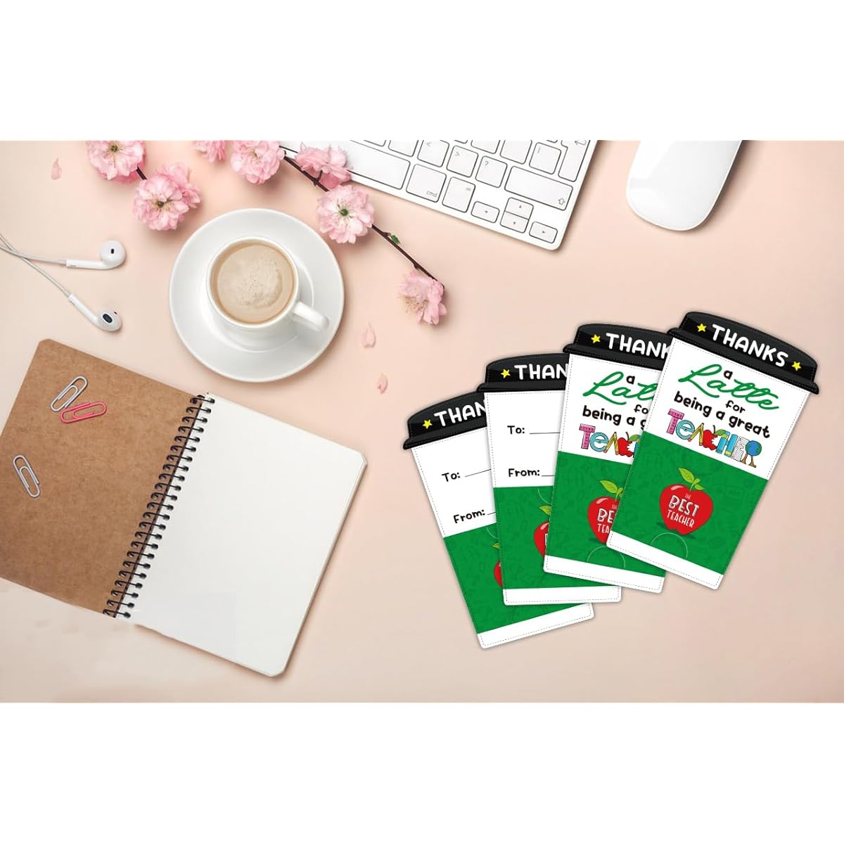 FLYAB Teacher Coffee Gift Card Holder Teacher Appreciation Coffee Gift Card Holder with Envelope