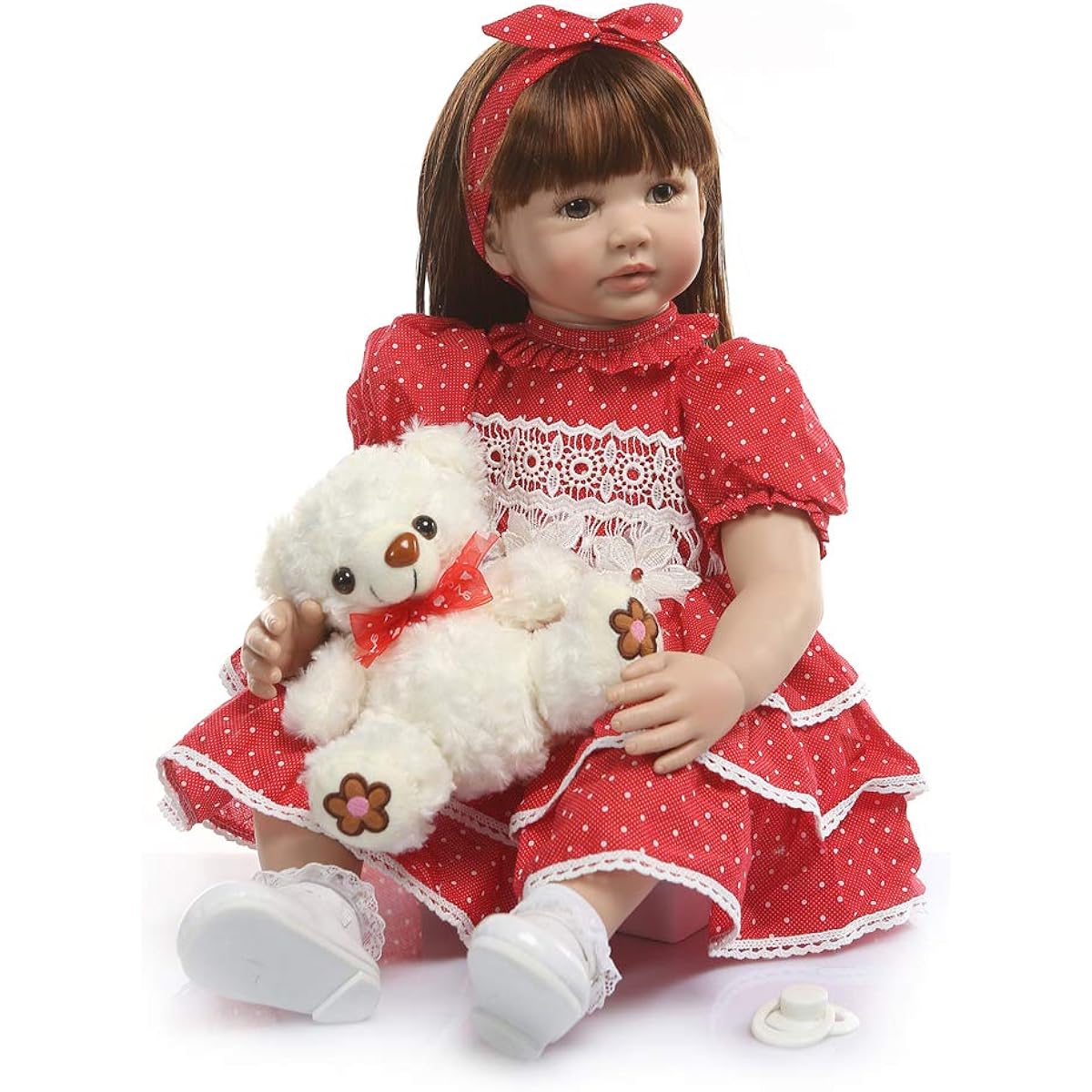 Ninonina Reborn Toddler Baby Doll Girl 24inch 60cm Beautiful Princess Doll Soft Body Appearance Christmas Birthday Gift (Red)