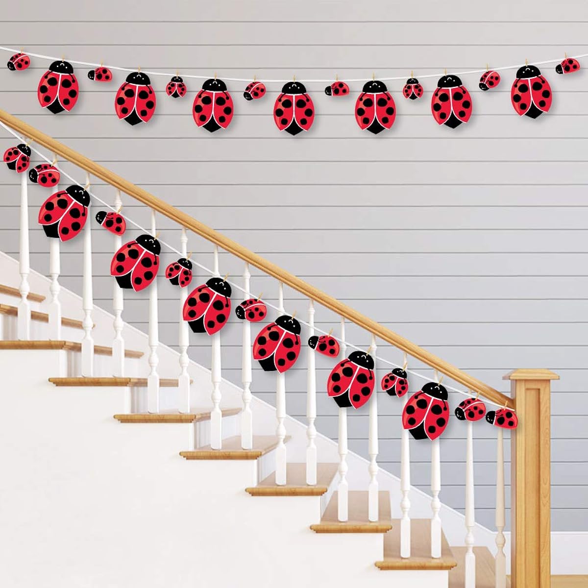 Big Dot of Happiness Happy Little Ladybug Baby Shower Birthday Party DIY Decoration Clothespin Garland Banner 44 Pieces