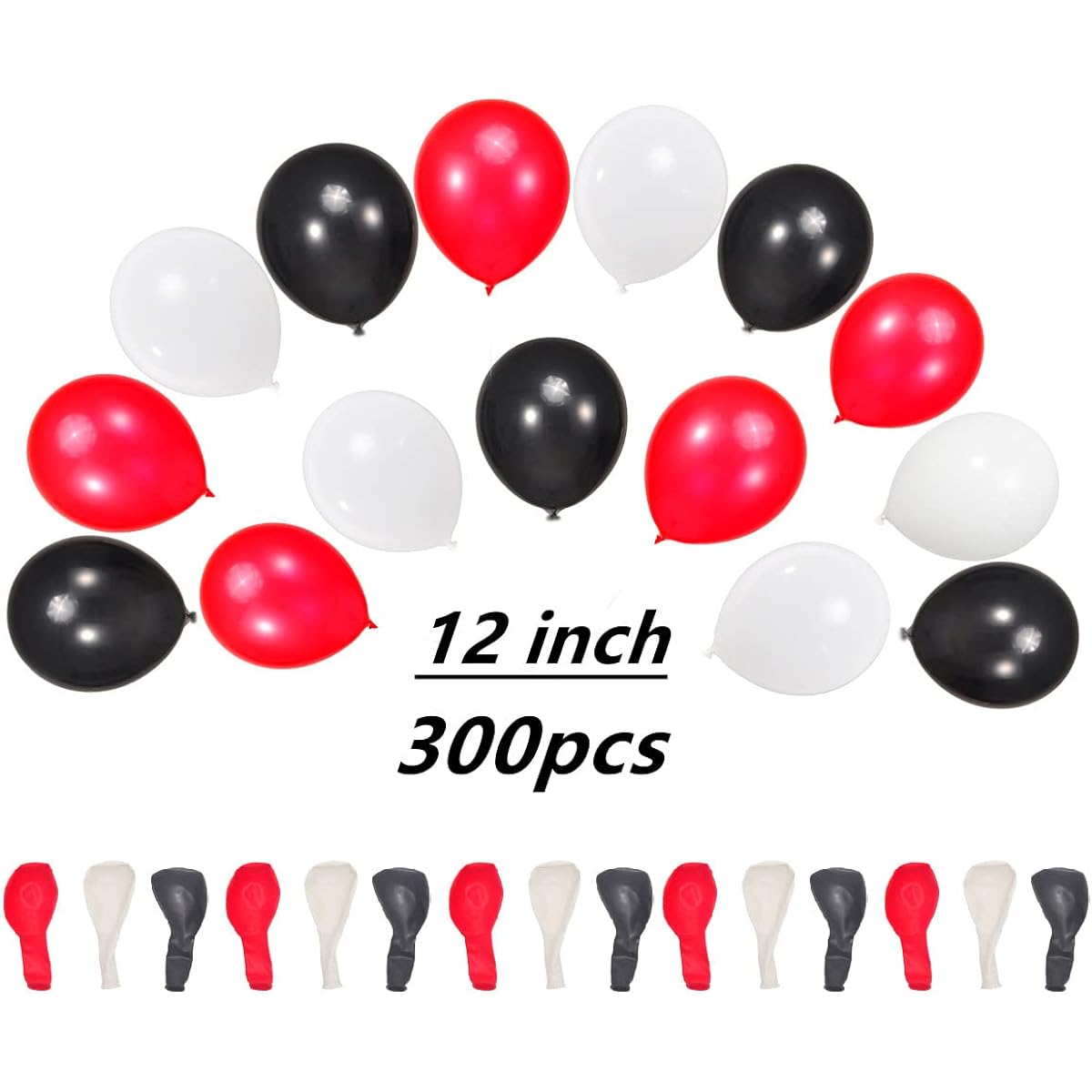 300 Pack Red Black White Balloons 3 Colors 100pcs Red White Black Latex Balloons 12inch Various Party Balloons Arch Garland Balloon Decoration