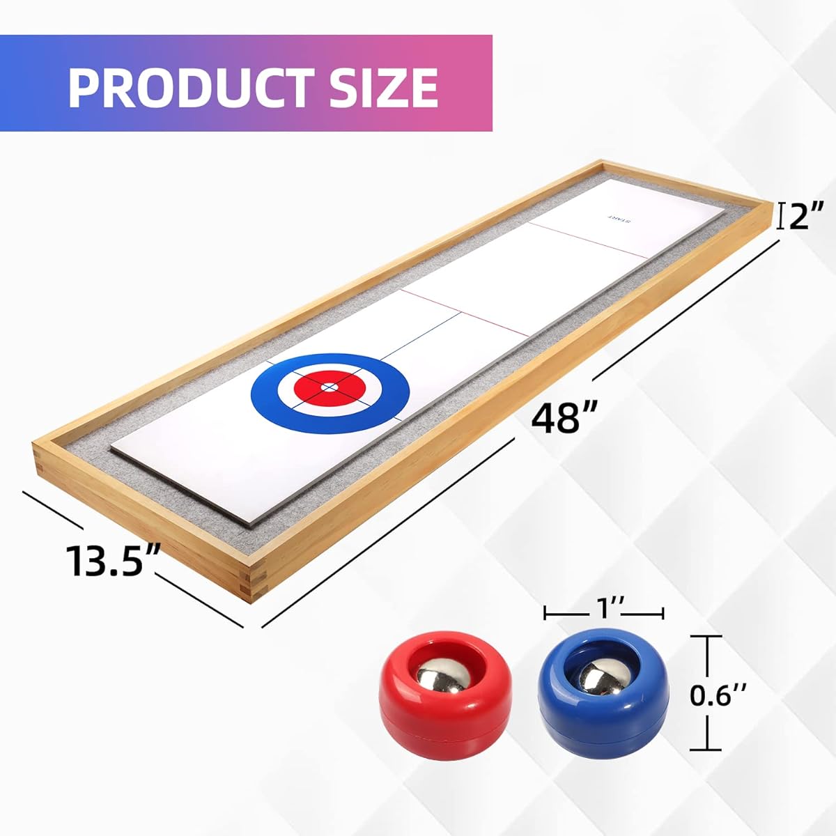 GSE 2-in-1 Solid Wood Mini Shuffleboard and Curling Tabletop Game Board Set with 8 Rollers, Great Gift for Kids and Adults