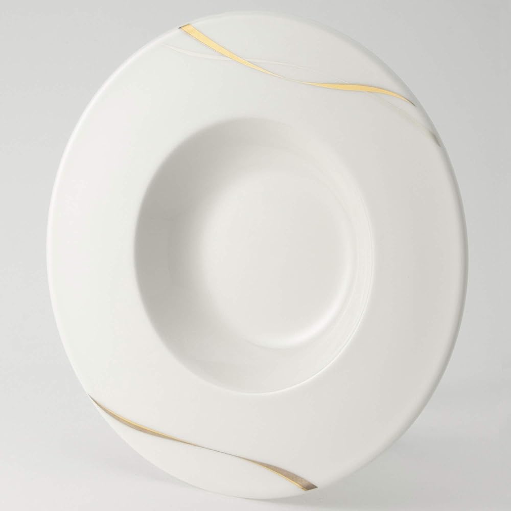 NARUMI Plate Bamboo Pearl 25cm Yellow Cute Stylish Wide Rim Soup Made in Japan 51734-5239