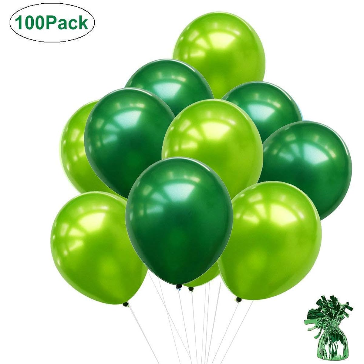 Sogorge 100pcs 10inch Green Balloons Light Green Balloons Dark Green Balloons Balloon Weights St. Patrick & Irish Party Supplies Wedding Birthday Party Baby Shower Decorations