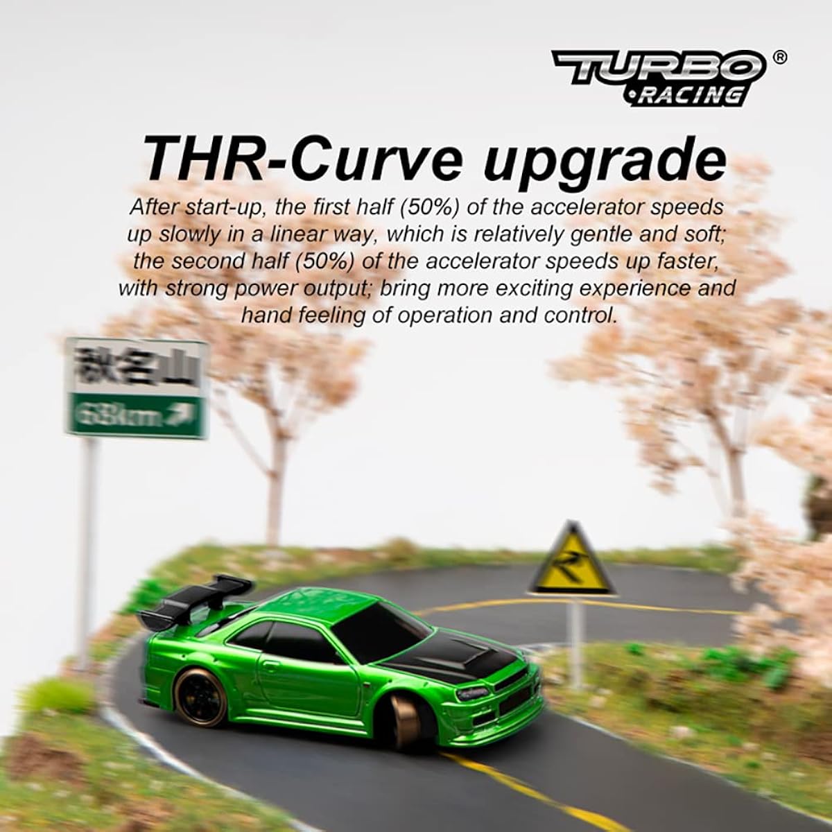 FLYCOLOR Turbo Racing 1:76 Scale C64 Drift RC Car with Gyro Mini Full Proportional No Remote Control (Green)