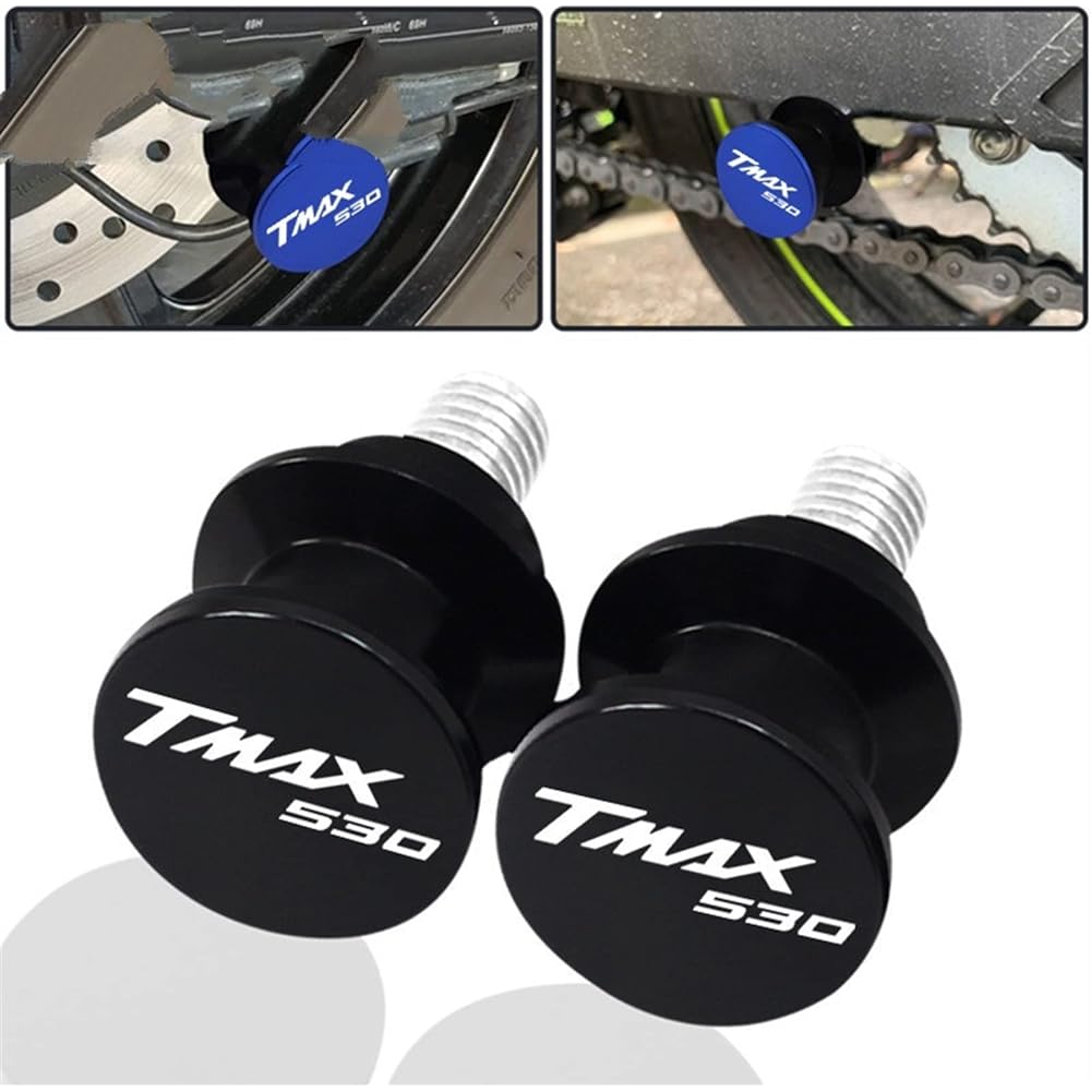 Uminino 6mm Motorcycle CNC Swingarm Spool Slider Stand Screw Accessories Yamaha T-MAX 530 560 TMAX530 SX DX TMAX560 Tech Max TMAX Swingarm Slider Spool (Size : TMAX530 Black)