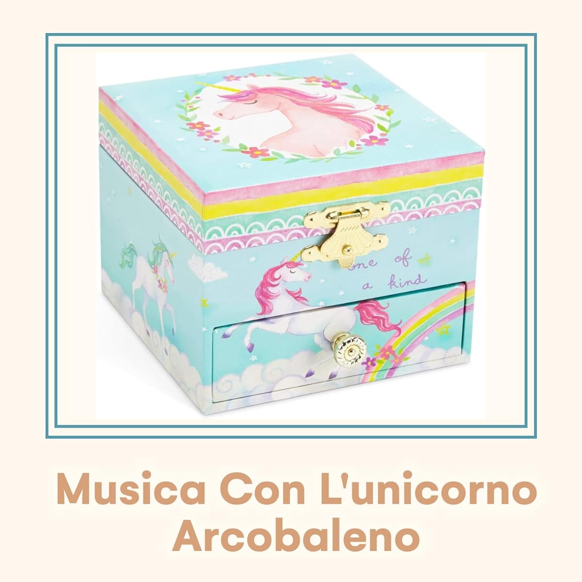 Jewelkeeper Musical Jewelry Box Unicorn Rainbow Design with Drawer Beautiful Dreamer Tunes