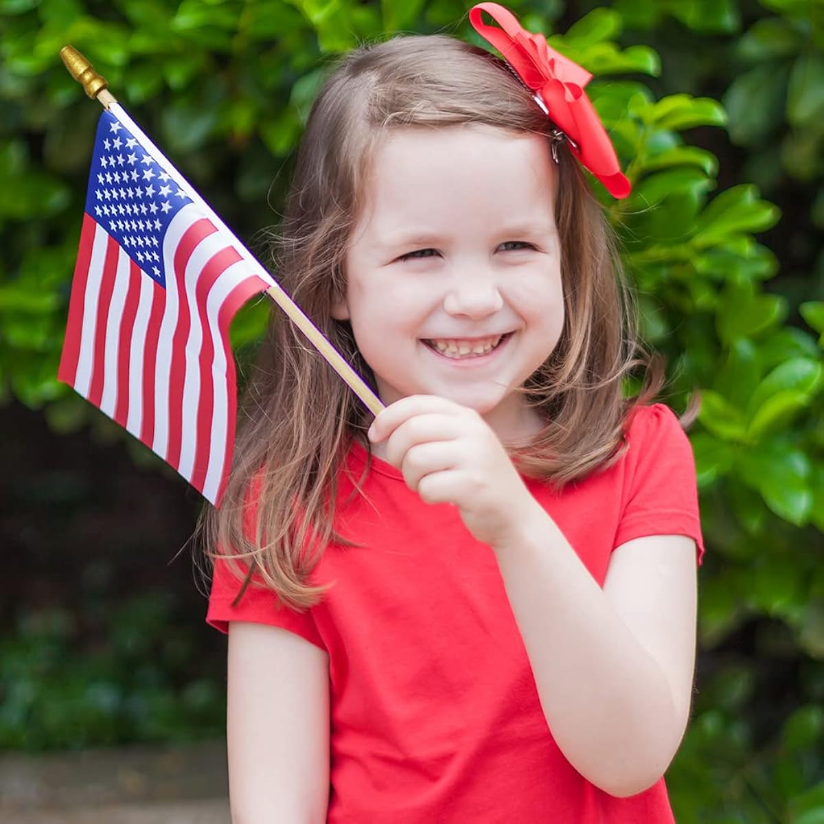 48 Pack Small American Flags with Sticks Wooden Handheld American Flags Mini American Flags American Independence Day Memorial Day 4th of July Decorations 4" x 6"