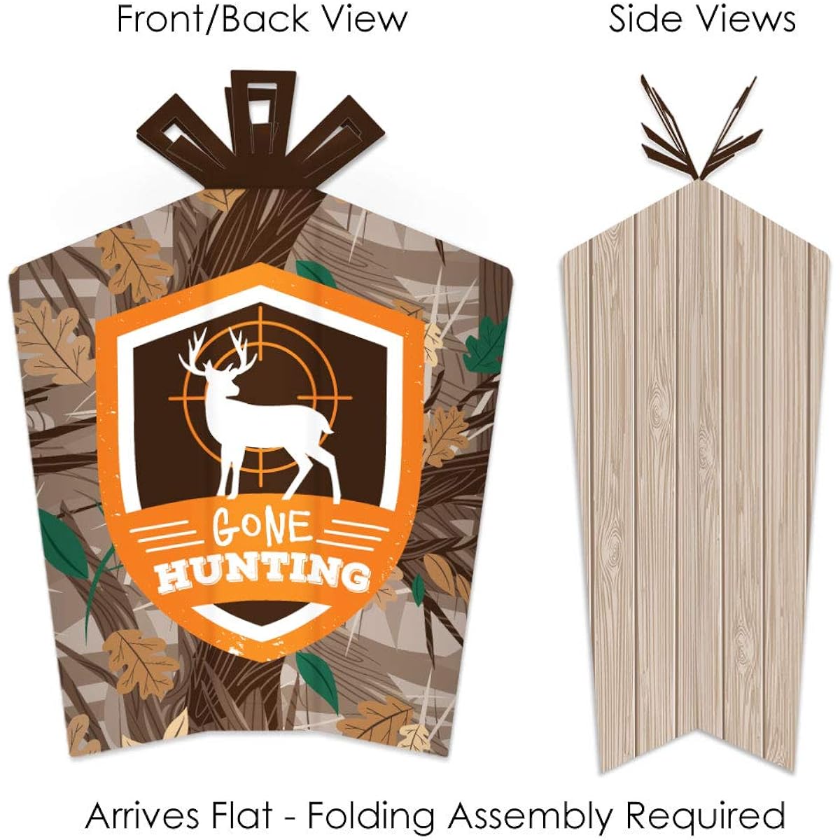 Big Dot of Happiness Gone Hunting - Table Decorations - Deer Hunting Camouflage Baby Shower Birthday Party Folding Flare Centerpieces - 10 Pieces