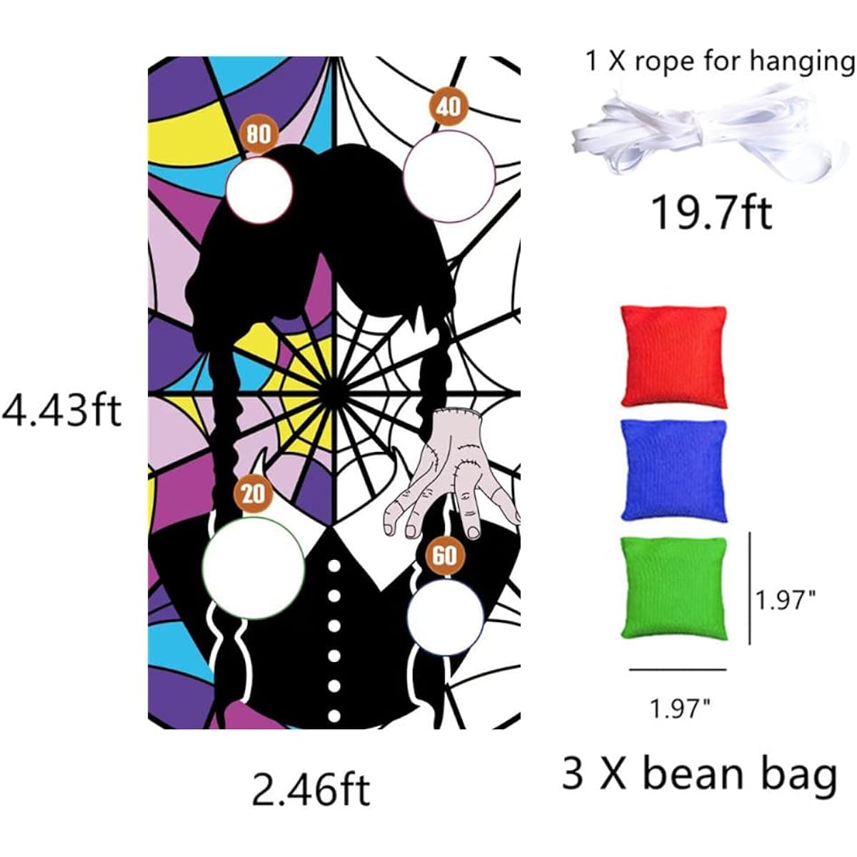 Wednesday Party Toss Game Wednesday Party Bean Bag Toss Game Wednesday Hanging Toss Game Banner with 3 Bean Bags Wednesday Party Decoration Outdoor Tossing Game