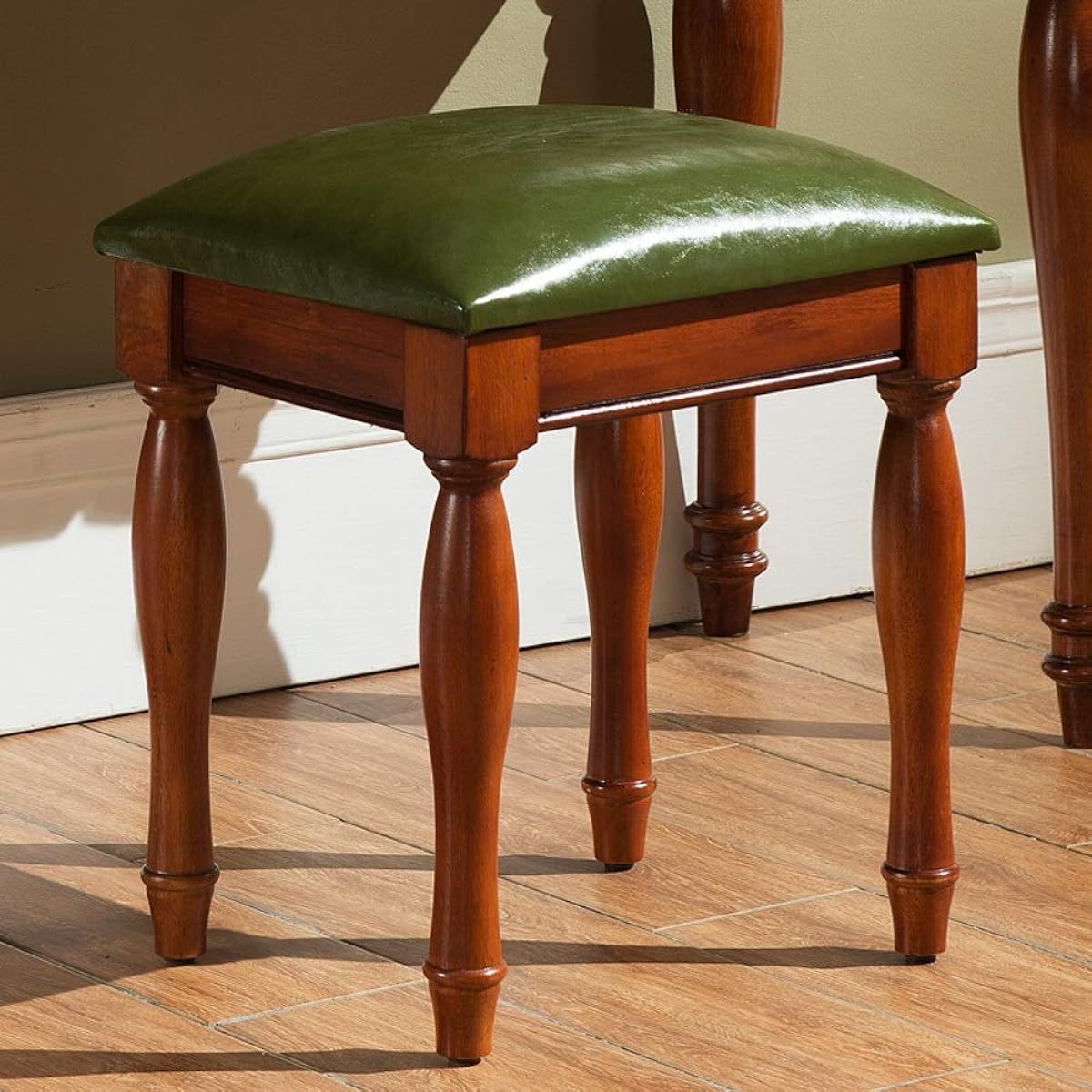 Keyboard Bench Piano Chair Dressing Table PU Leather Piano Stool American Guzheng Drum Manicure Chair Wooden Piano Keyboard Stool Piano Keyboard Bench (Color: Green, Size: 38x31.8x42cm)