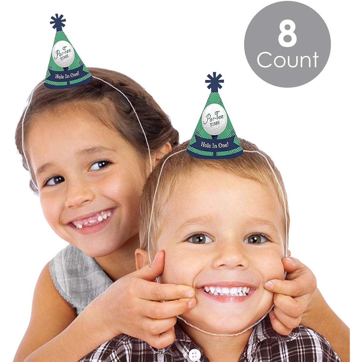 Big Dot of Happiness Par-Tee Time - Golf - Mini Cone Birthday or Retirement Party Hat - Small Party Hat - Set of 8