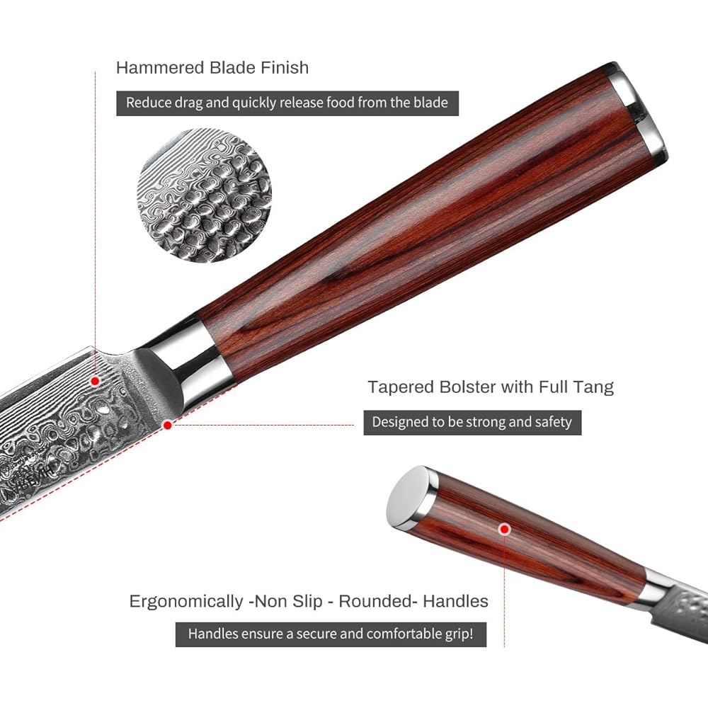 YARENH Gift Wrapping Knife, High Quality Western Knife, Damascus Knife, 120mm Yarenh Universal Knife, Damascus 67 Layers, Sharp Sharp Integrated Structure, Handle, Household Gift