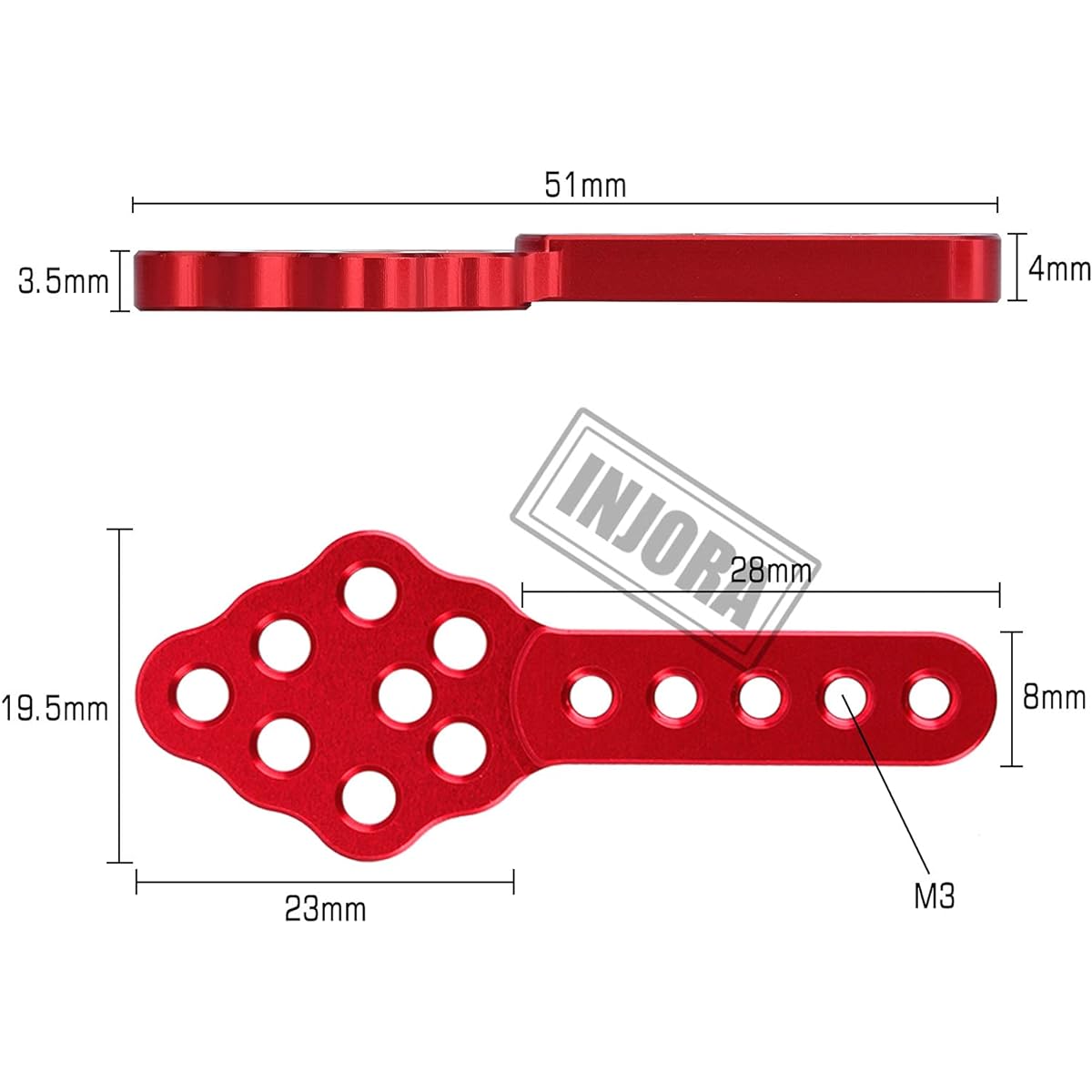 INJORA RC Car Shock Absorber Mount Height Adjustable Angle Stand for RC Crawler Car Axial SCX10 90046 D90 D110, 4pcs/Set (Red)