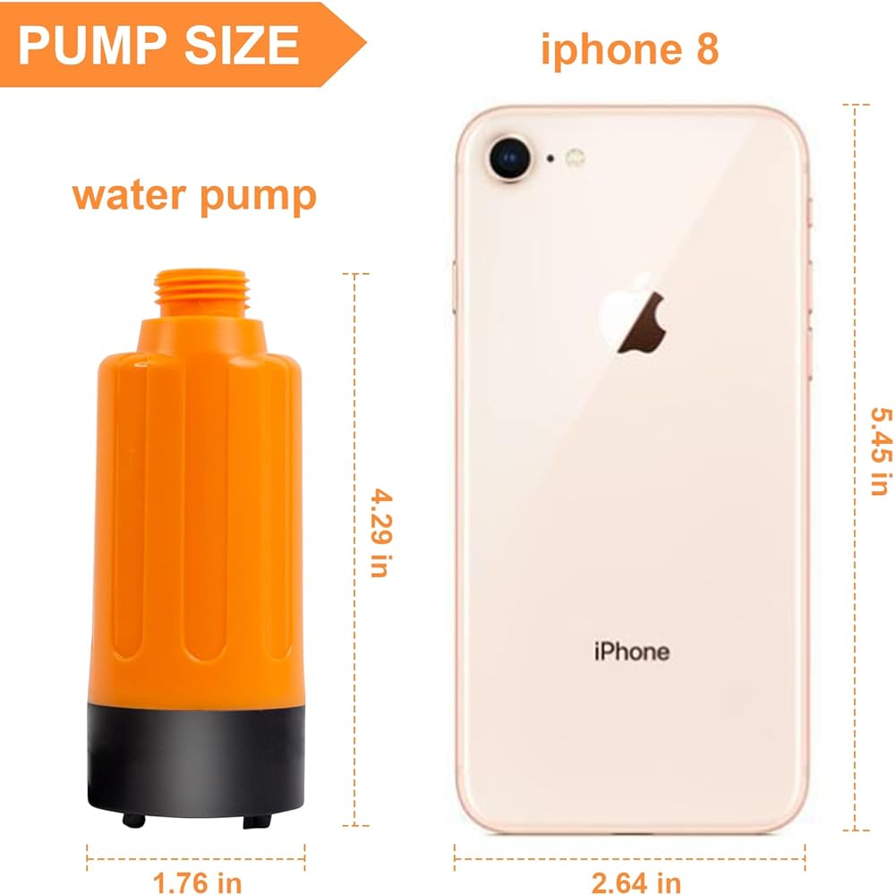 AZXJC Portable Camp Shower, Camp Shower Pump with Removable USB Rechargeable Battery, Portable Outdoor Shower Head - Pumps water from a bucket into a steady, gentle shower stream for camping, travel