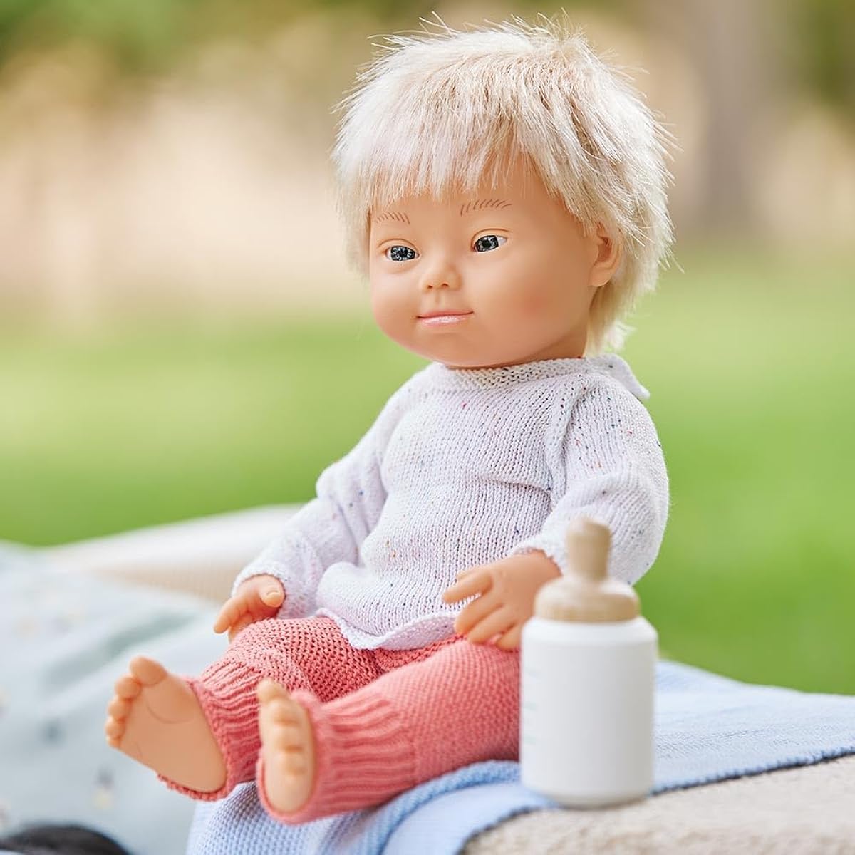 Miniland Doll 15" Caucasian Blonde Boy Down Syndrome (Poly Bag) - Made in Spain Anatomically Correct Inclusion Quality DS