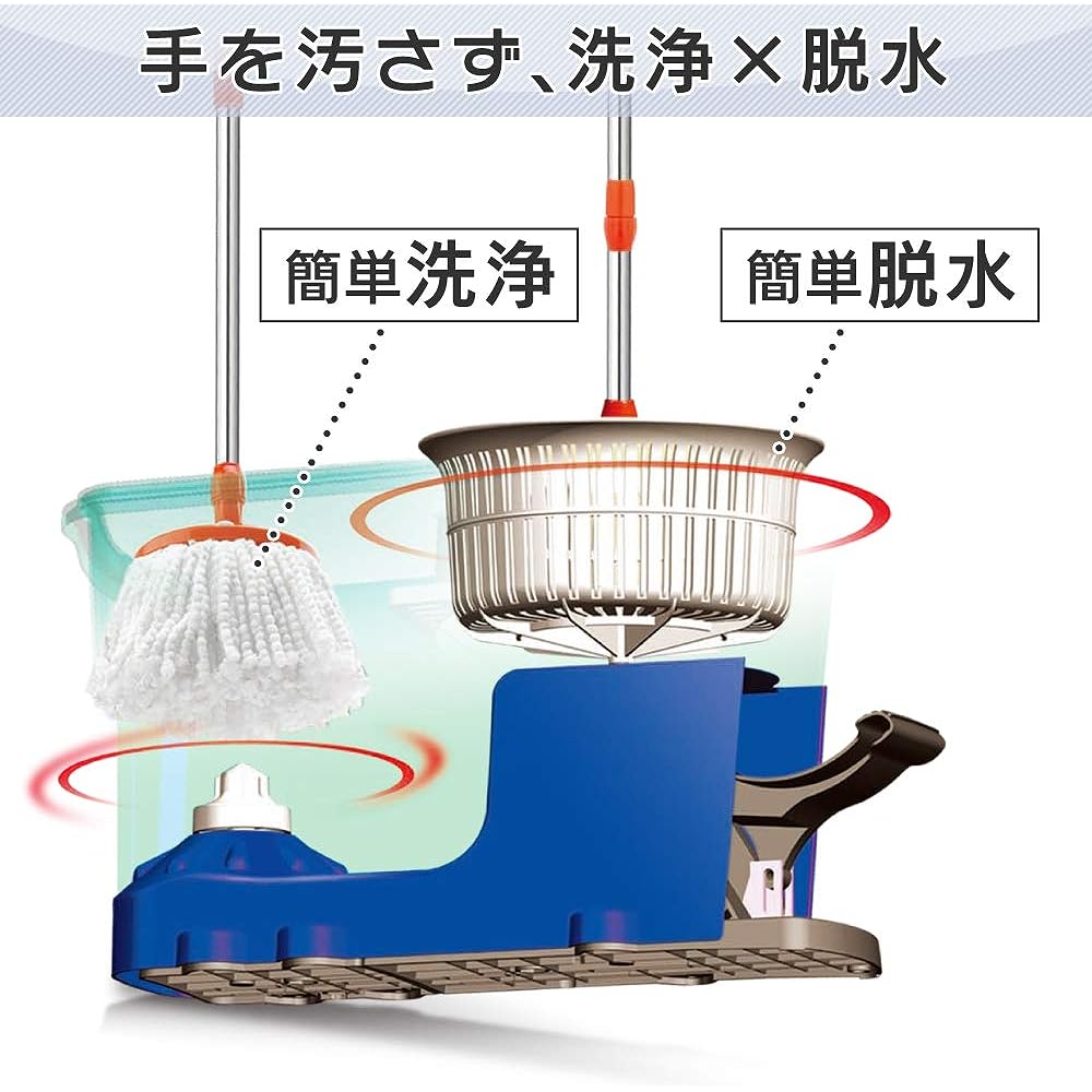 Iris Ohyama Mop, Keeps your hands clean, Foot pedal, Commercial use, Cleaning supplies, Main unit, Easy cleaning, Dehydration, KMO-540S