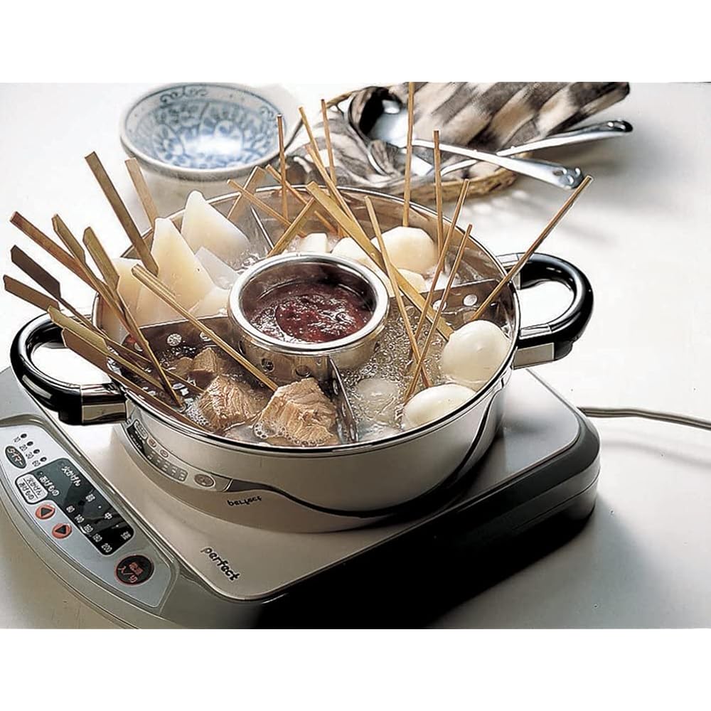 Miyazaki Seisakusho Object Oden Boiled and Tofu Pot 25cm Made in Japan 5 Year Warranty Includes Core, Divider, Ladle and Hole Ladle Compatible with IH Lightweight OJ-8-2