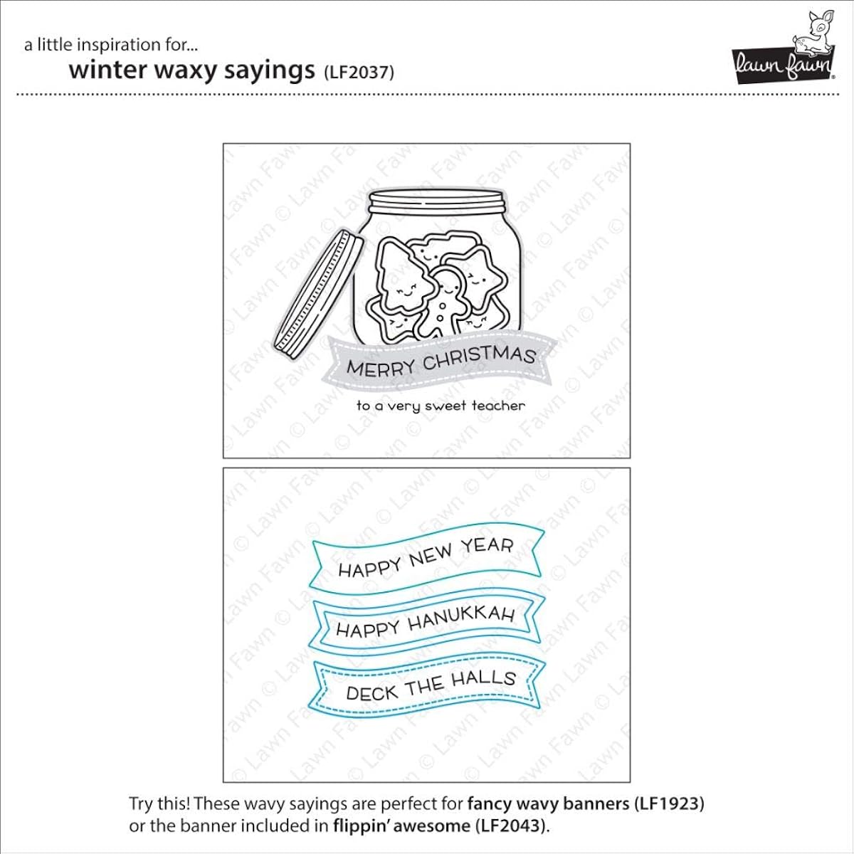 Lawn Fawn Winter Wavy Saying 3" x 4" Clear Stamp (LF2037)
