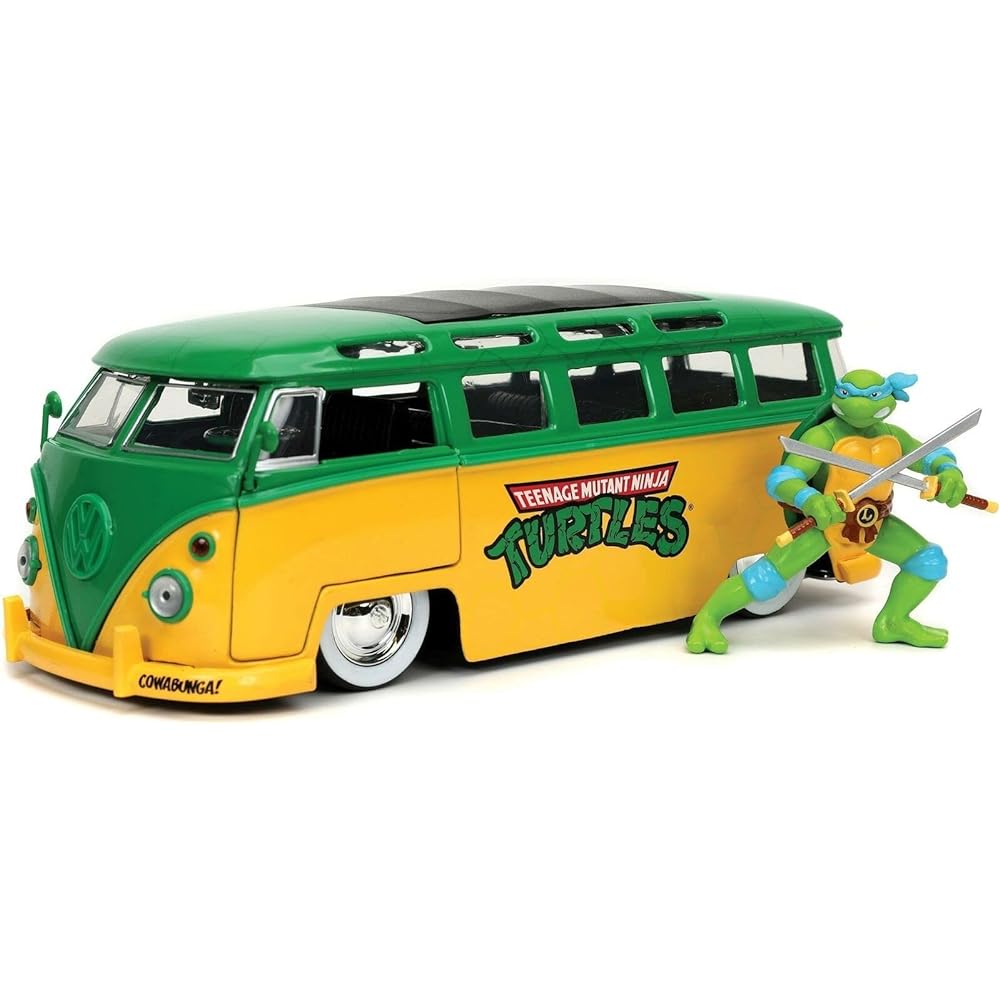 Meihuaao 1:24 TURTLES 1962 VW Bus w/LEONARDO Turtles minicar