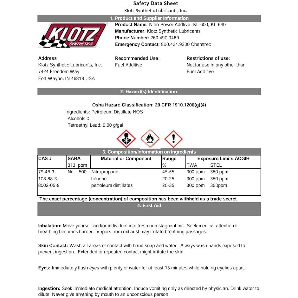Nitro Power Additive Gallon KL-640