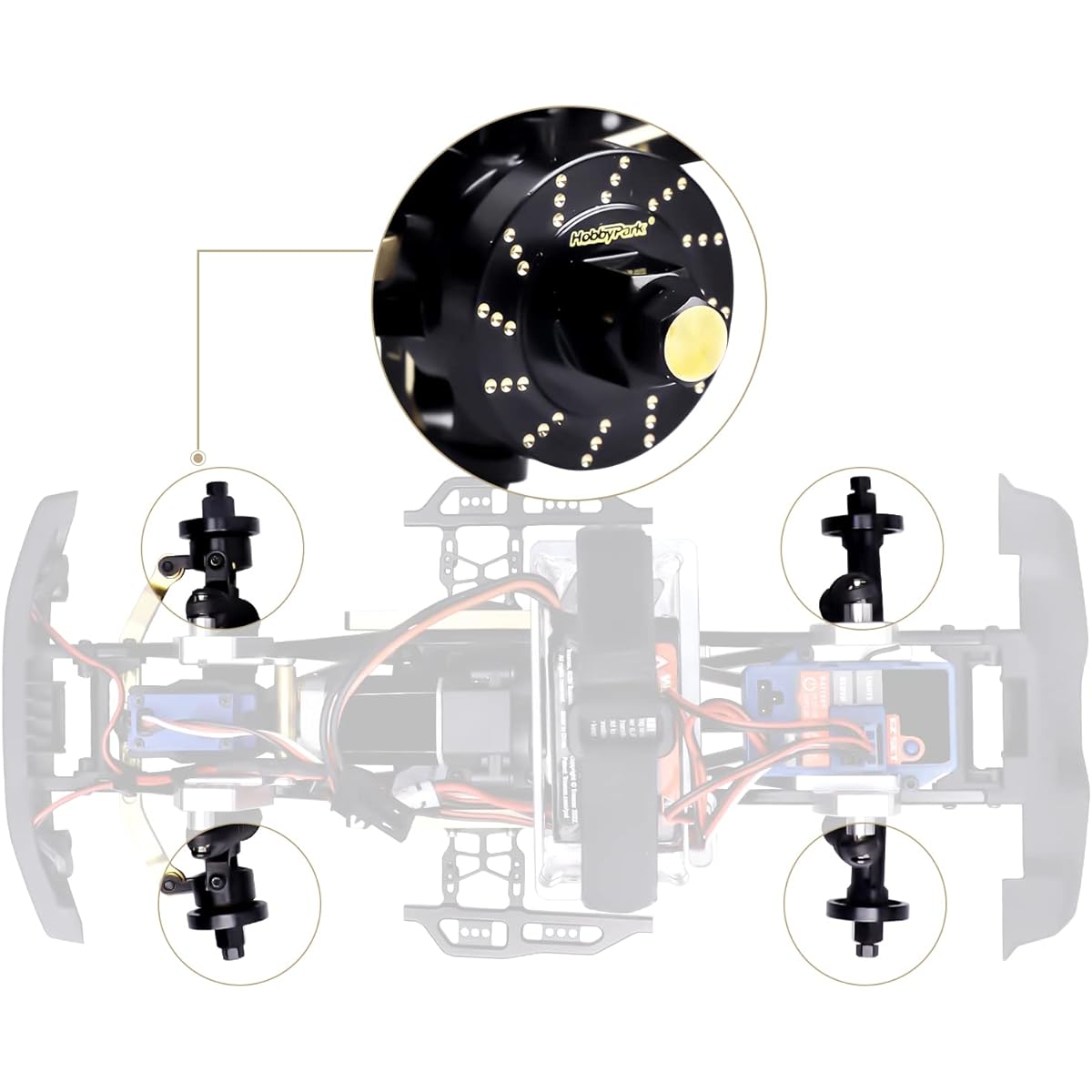 Hobbypark Brass Diff Cover Brass Wheel Weight Spacer Expansion Wheel Hex Hub Offset 1/18 Traxxas TRX4M Upgrade Parts