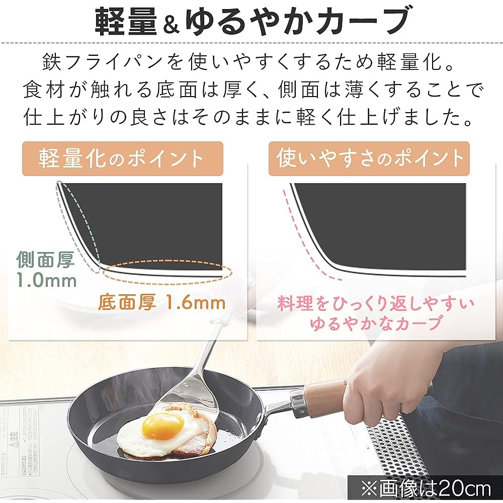 Iris Ohyama Frying Pan Iron 29cm IH Compatible Lightweight Easy to Clean Rust Resistant Long Lasting Easy to Handle Iron Frying Pan SCP-F29 Black c) 29cm Frying Pan