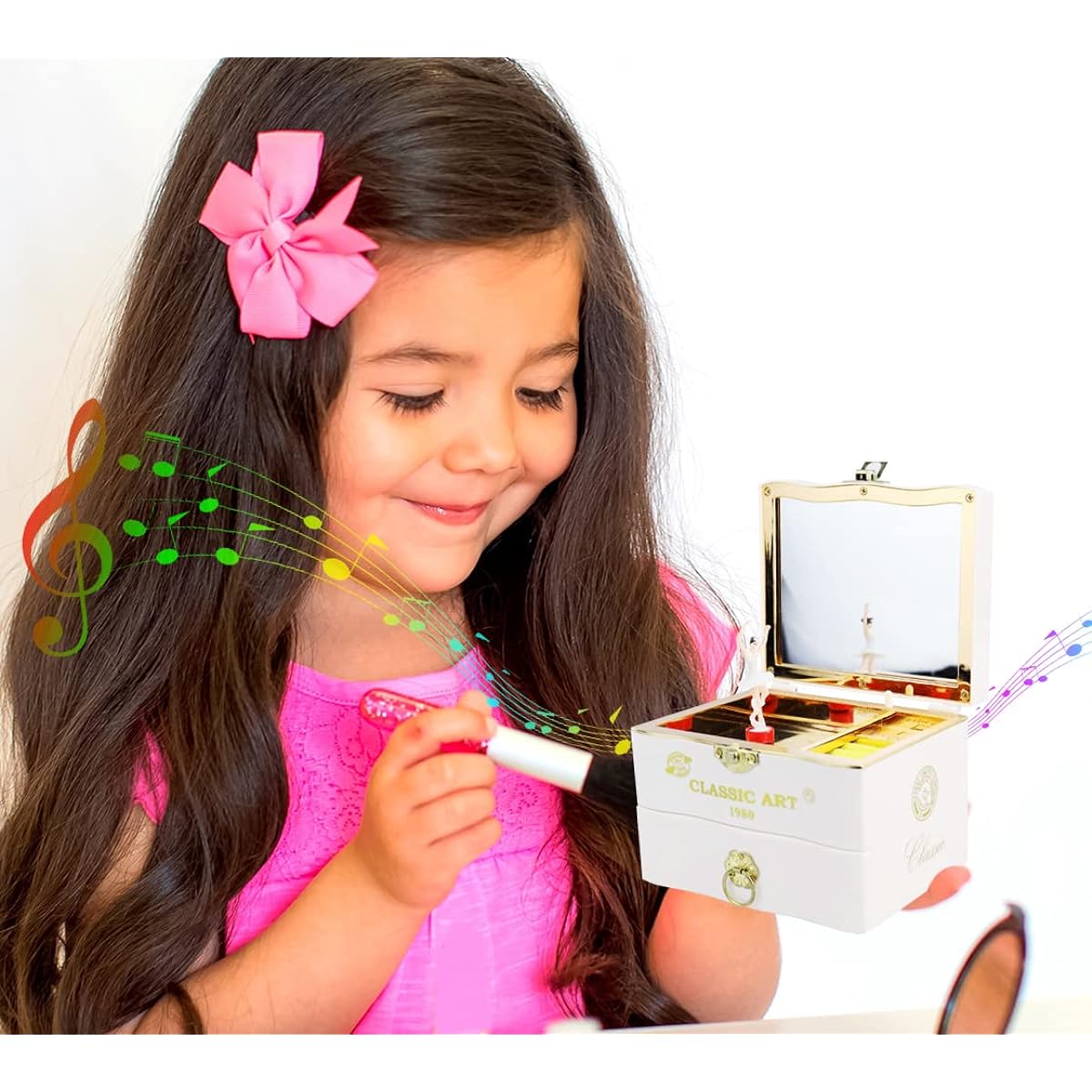 Music Box for Girls - Jewelry Organizer Wind-Up Music Box with Dancing Ballerina Music Box for Kids Lovers Birthday Christmas Valentine's Day Gift (White)